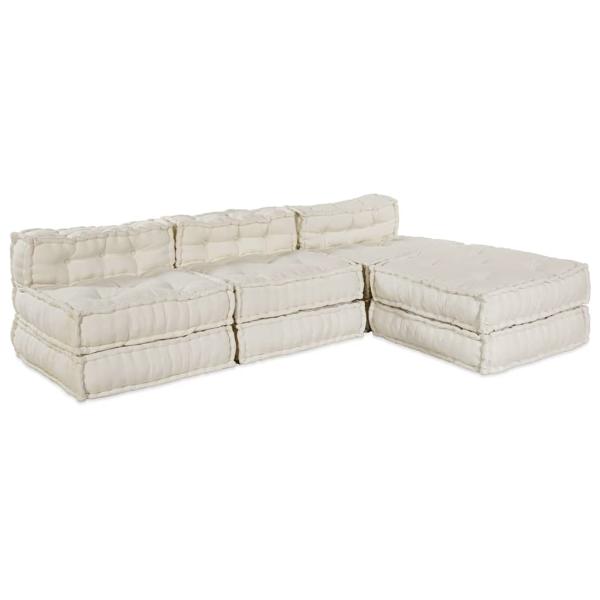 ARDEBO.de - Modulare Sofagarnitur Stoff Creme 210 x 140 x 56 cm