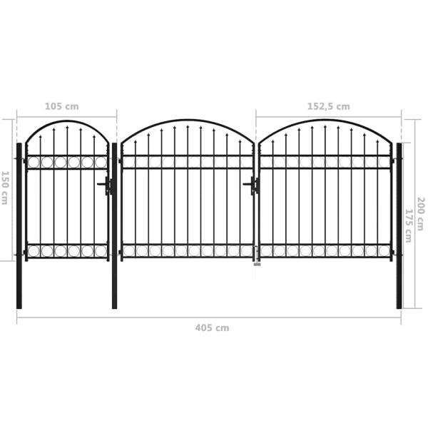 Gartentor Schwarz 200 x 400 cm Stahl