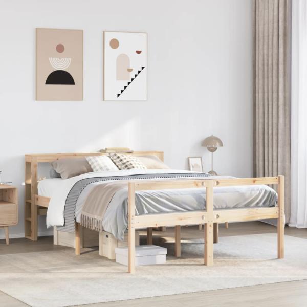 ARDEBO.de - Seniorenbett mit Kopfteil 140x200 cm Massivholz Kiefer