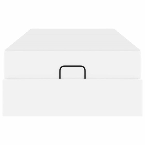 Bettgestell mit Matratze Reinweiß 100 x 200 cm Kunstleder