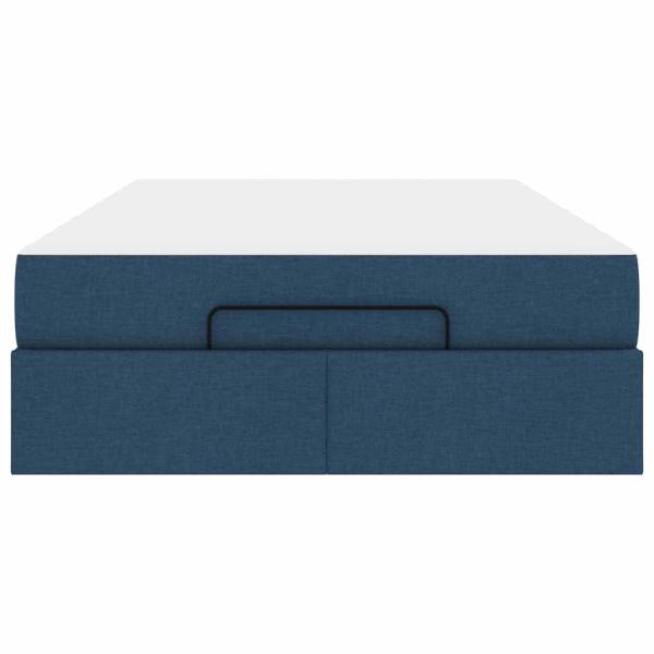 Bettgestell mit Matratze Blau 120 x 190 cm Stoff