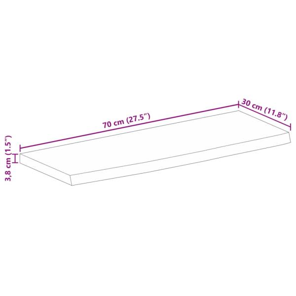 Tischplatte mit Baumkante 70x30x3,8 cm Massivholz Mango