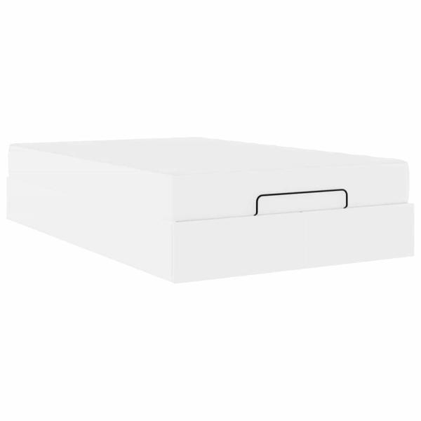 Bettgestell mit Matratze Reinweiß 120 x 200 cm Kunstleder