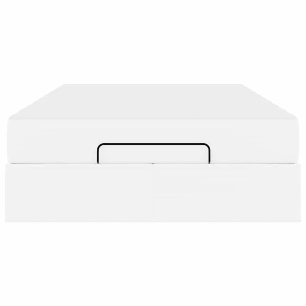 Bettgestell mit Matratze Reinweiß 120 x 200 cm Kunstleder