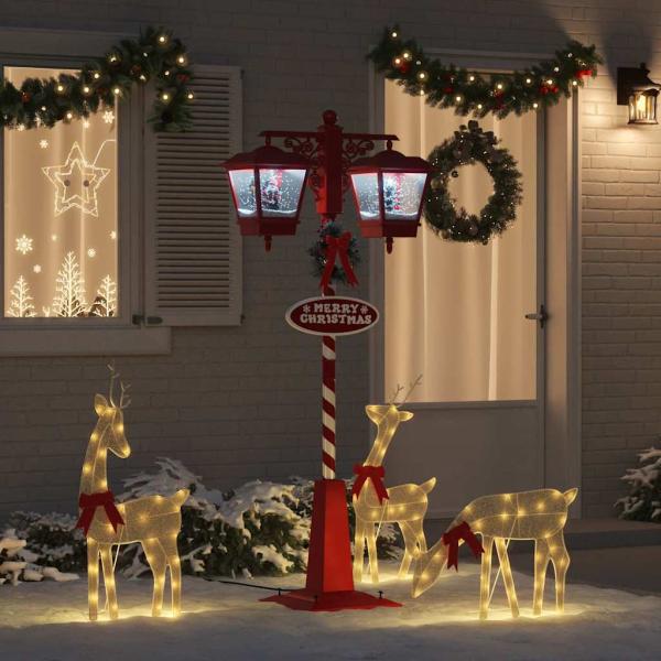 Weihnachtsstraßenlampe mit 2 Laternen Rot 80 x 40,5 x 188 cm