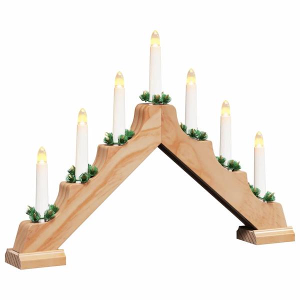 Weihnachtskerzenbrücke mit 7 LEDs Braun 39,5 x 5 x 29 cm