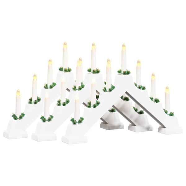 Weihnachtskerzenbrücke mit 7 LEDs 3 pcs Weiß 39,5 x 5 x 29 cm