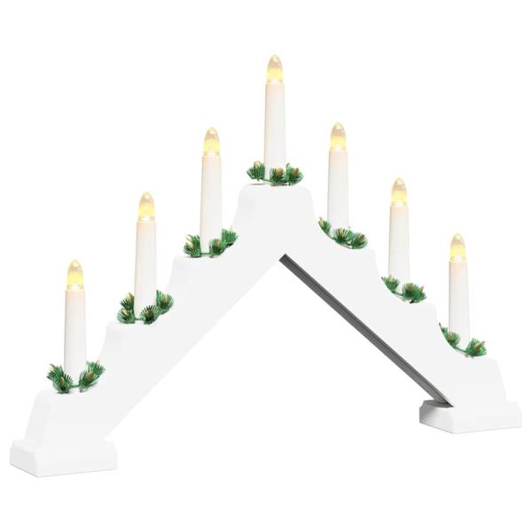 Weihnachtskerzenbrücke mit 7 LEDs 3 pcs Weiß 39,5 x 5 x 29 cm
