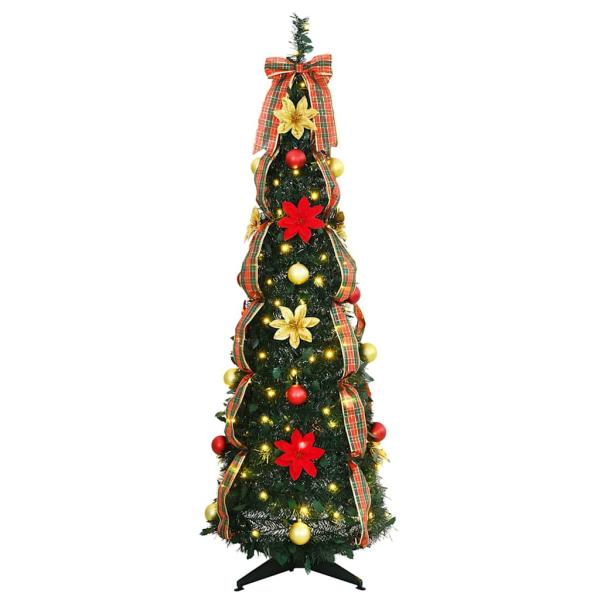 Künstlicher Weihnachtsbaum mit 100 LEDs Grün 150 cm PVC