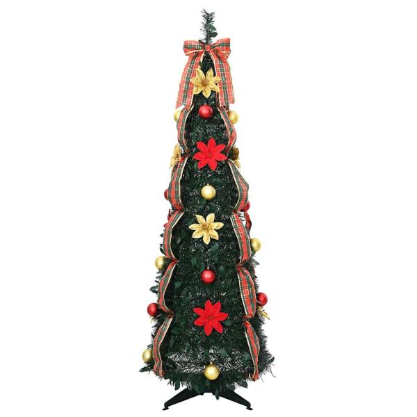 Künstlicher Weihnachtsbaum mit 100 LEDs Grün 150 cm PVC
