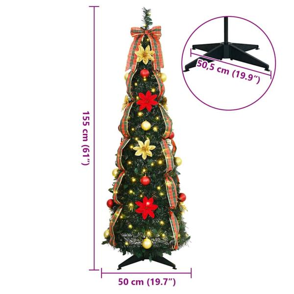 Künstlicher Weihnachtsbaum mit 100 LEDs Grün 150 cm PVC