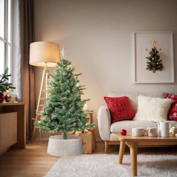 ARDEBO.de - Weihnachtsbaumkragen Weiß 75 x 75 x 25 cm Wasserhyazinthe