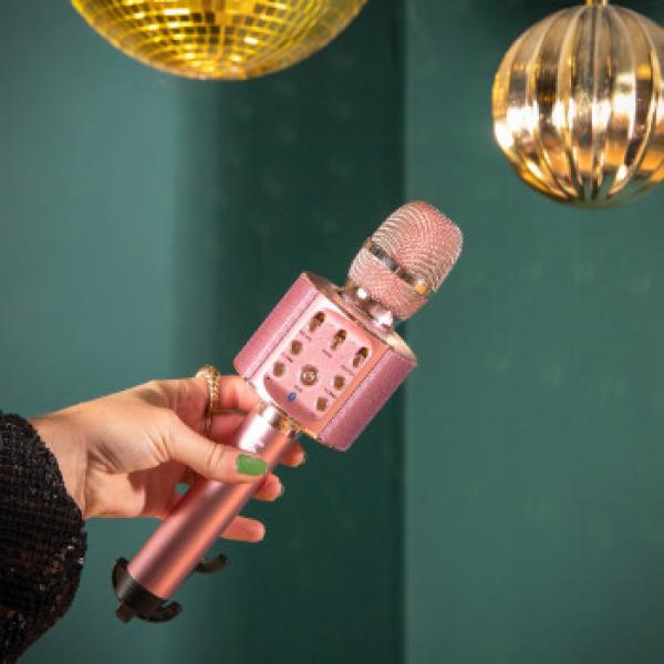 Bluetooth® Karaoke-Mikrofon mit Lautsprecher und Beleuchtung Pink
