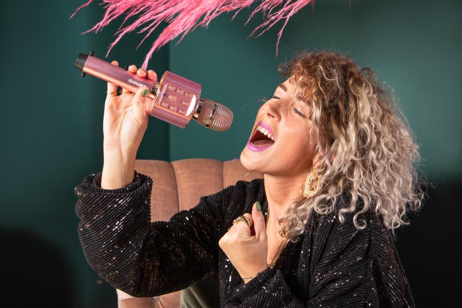 Bluetooth® Karaoke-Mikrofon mit Lautsprecher und Beleuchtung Pink