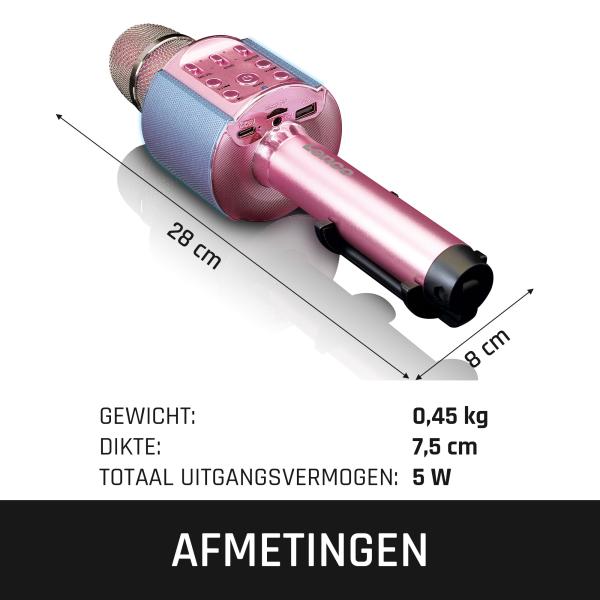 Bluetooth® Karaoke-Mikrofon mit Lautsprecher und Beleuchtung Pink
