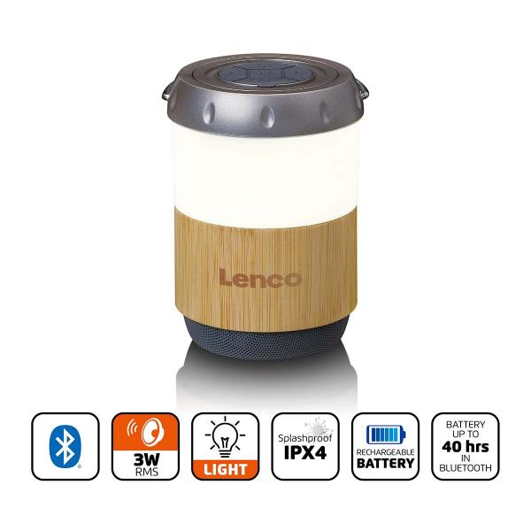 ARDEBO.de - Laterne mit integriertem Bluetooth®-Lautsprecher Bamboo