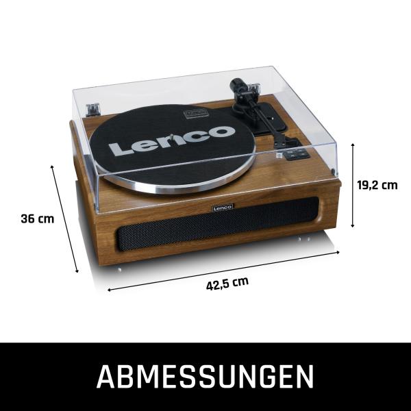 Plattenspieler mit 4 eingebauten Lautsprechern und Bluetooth-Empfang Wood