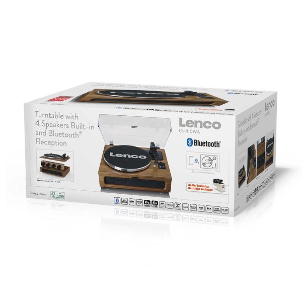 Plattenspieler mit 4 eingebauten Lautsprechern und Bluetooth-Empfang Wood