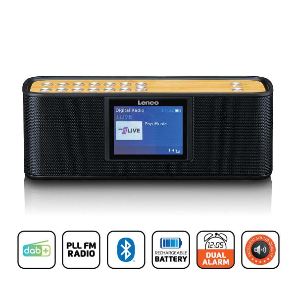 ARDEBO.de - DAB/FM mit 2,4"-Farbdisplay Bluetooth®-Akku Schwarz