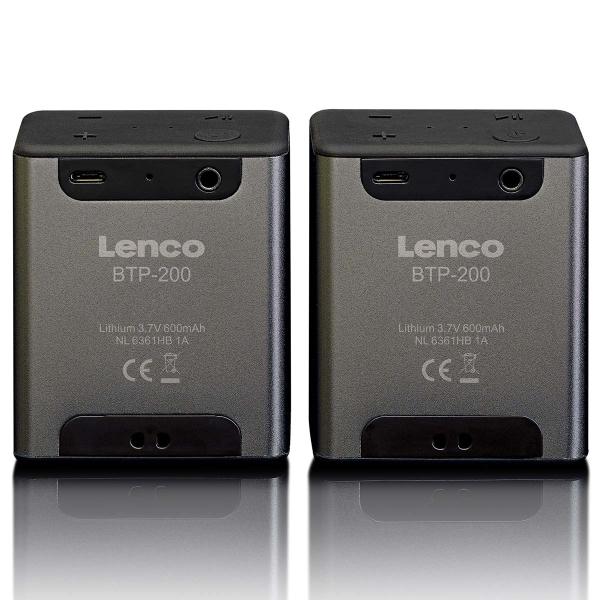 Bluetooth®-Stereo-Lautsprecherset mit 8 Stunden Spielzeit mit Zubehör Grau