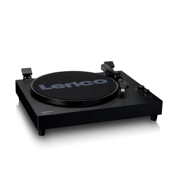 Plattenspieler aus Holz mit eingebauten Lautsprechern und Bluetooth®
