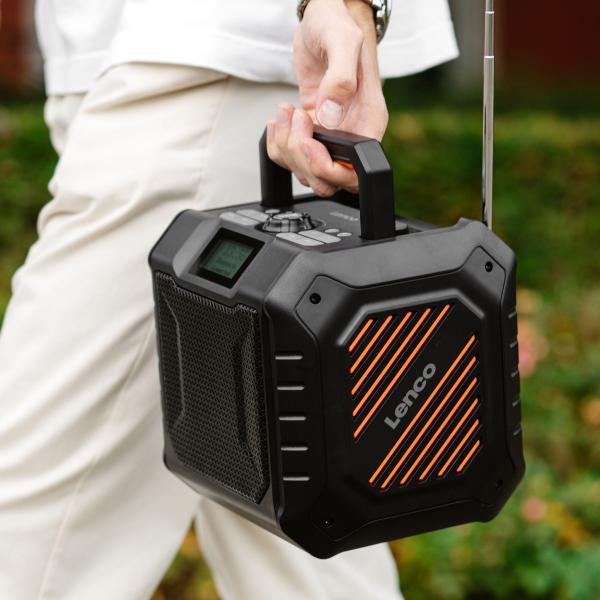 Leistungsstarkes tragbares DAB+/FM-Radio für den Außenbereich mit Bluetooth® IPX5 wasserdicht Grau
