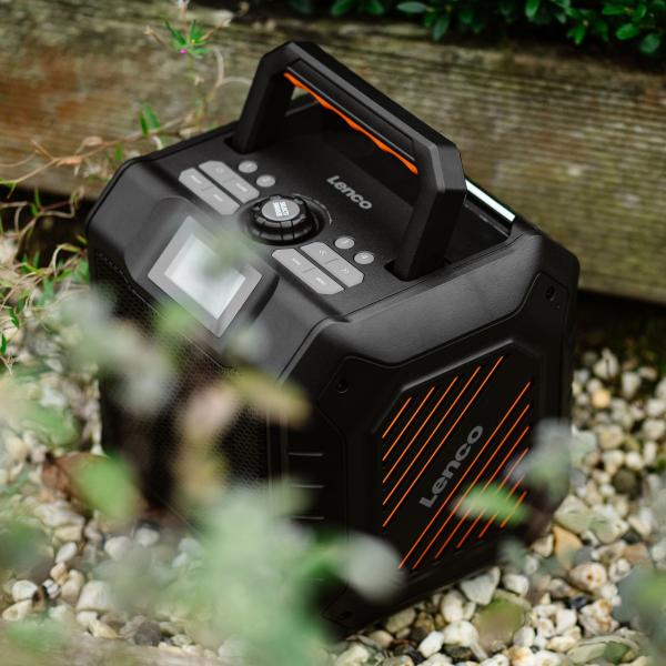 Leistungsstarkes tragbares DAB+/FM-Radio für den Außenbereich mit Bluetooth® IPX5 wasserdicht Grau