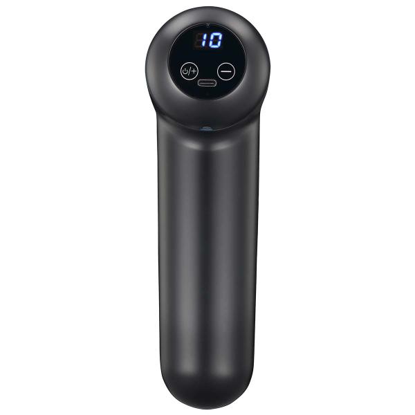 Wiederaufladbare Massagepistole mit LED 4 Köpfe Schwarz