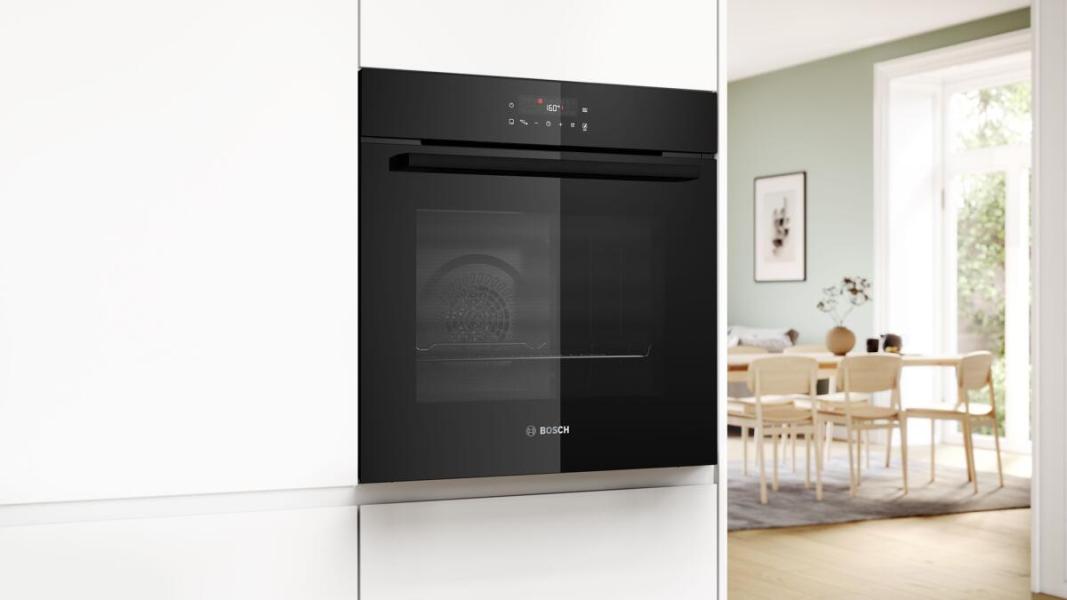 Bosch HBA572BB4 A+ Einbaubackofen, 60 cm breit, 71 L, Pyrolyse, TouchControl, 6 Heizarten, 10 Automatikprogramme, schwarz