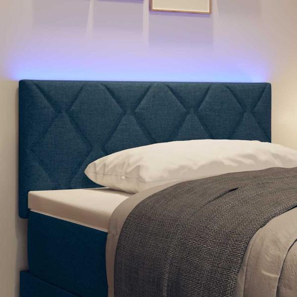 Kopfteil mit LED -Streifenleuchten Verstellbar Blau 90 cm Stoff