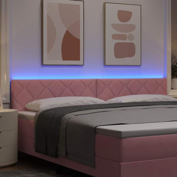 LED Kopfteil mit LED -Streifenleuchten Rosa 200 cm Samt