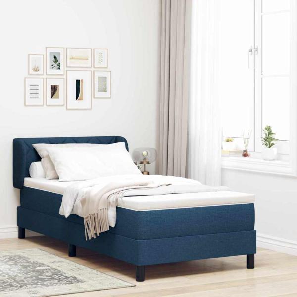 ARDEBO.de - Boxspringbett mit Matratze mit Matratze Blau 90 x 190 cm Stoff