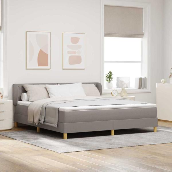 ARDEBO.de - Boxspringbett mit Matratze Creme 90x200 cm Stoff Taupe