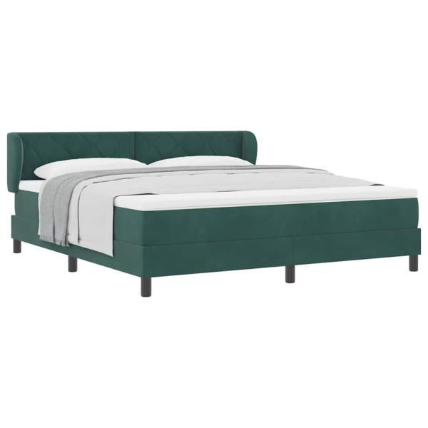 Boxspringbett mit Matratze Dunkelgrau 80x200 cm Samt Dunkelgrün