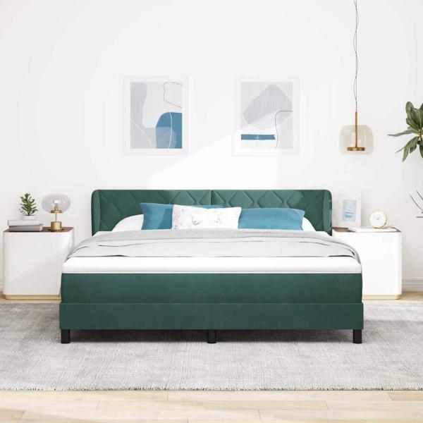 Boxspringbett mit Matratze Dunkelgrau 80x200 cm Samt Dunkelgrün