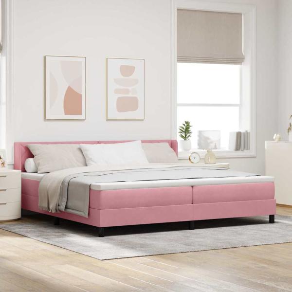 ARDEBO.de - Boxspringbett mit Matratze Schwarz 100x200 cm Velvet Rosa