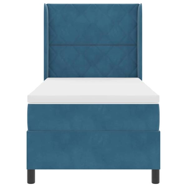 Boxspringbett mit Kopfteil Blau 90 x 190 cm Samt