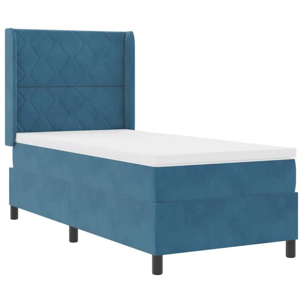 Boxspringbett mit Kopfteil Blau 90 x 200 cm Samt