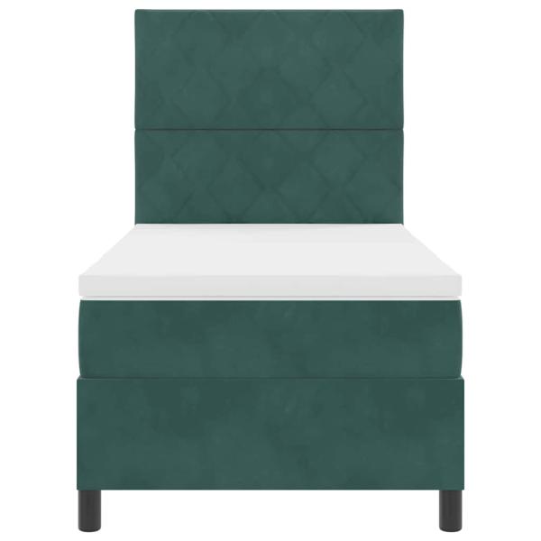 Boxspringbett mit Matratze Dunkelgrün 90 x 200 cm Samt