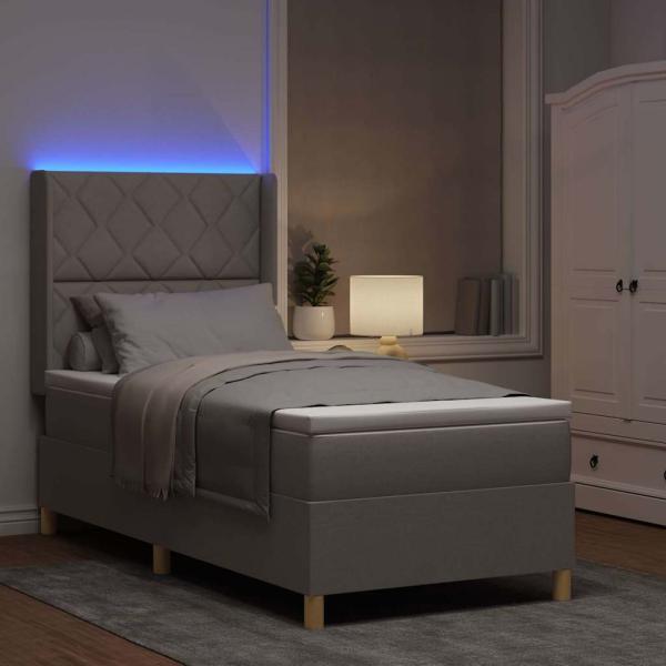Boxspringbett mit Matratze Taupe 90 x 200 cm Stoff