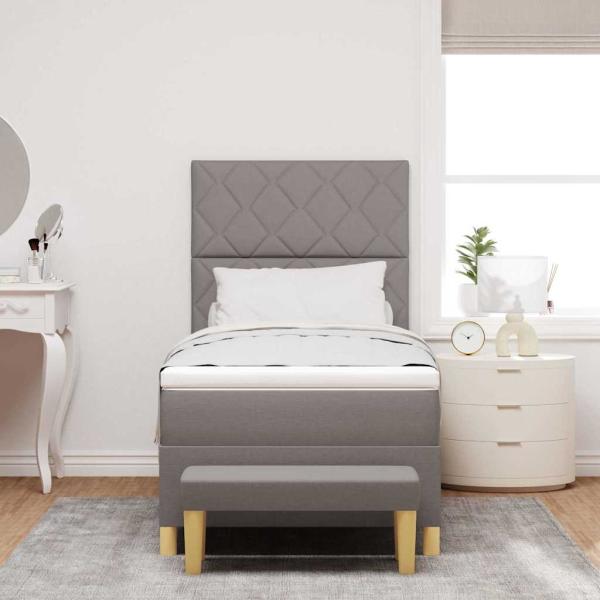 Boxspringbett mit Matratze mit Kopfteil Taupe 90 x 200 cm Stoff