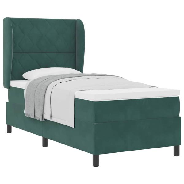 Boxspringbett mit Matratze Dunkelgrün 100 x 200 cm Samt