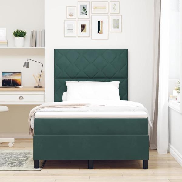 Boxspringbett mit Matratze Dunkelgrün 120 x 190 cm Samt
