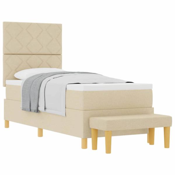 Boxspringbett mit Matratze mit Kopfteil Creme 80 x 200 cm Stoff