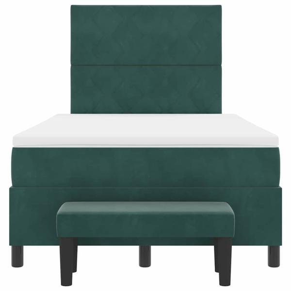 Boxspringbett mit Matratze Dunkelgrün 120 x 190 cm Samt