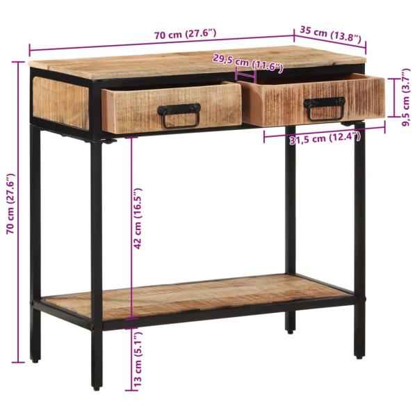 Konsolentisch 70x35x70 cm Raues Massivholz Mango