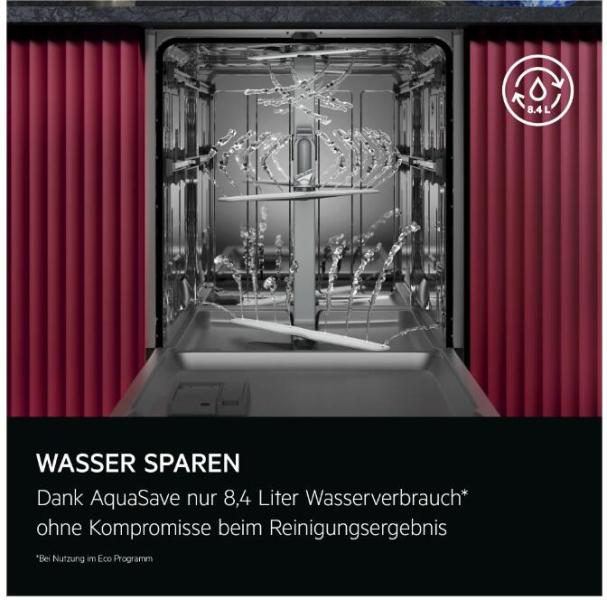 AEG GI7200B1SG 7000 Vollintegrierter Geschirrspüler, 60 cm breit, 13 Maßgedecke, AquaSave, SmartSelect Connect Display, AirDry, ExtraSilent, Besteckkorb (911472009)