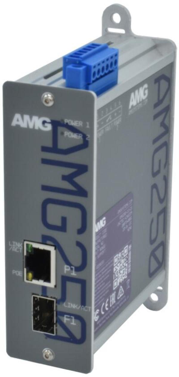 Hanwha Vision industrieller Multirate-PoE-Medienkonverter (AMG250-1GBT-1S-P90)