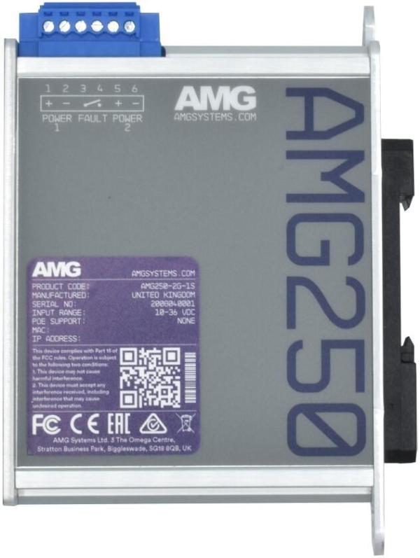 Hanwha Vision industrieller Multirate-PoE-Medienkonverter (AMG250-1GBT-1S-P90)