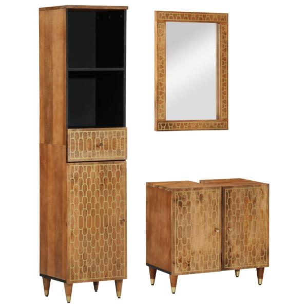 ARDEBO.de - 3-tlg. Badmöbel-Set Massivholz Mango